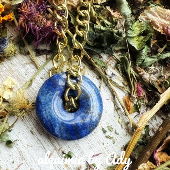 Alquimia Jewelry - Chunky Cuban Chain short necklace Big gemstone pendant